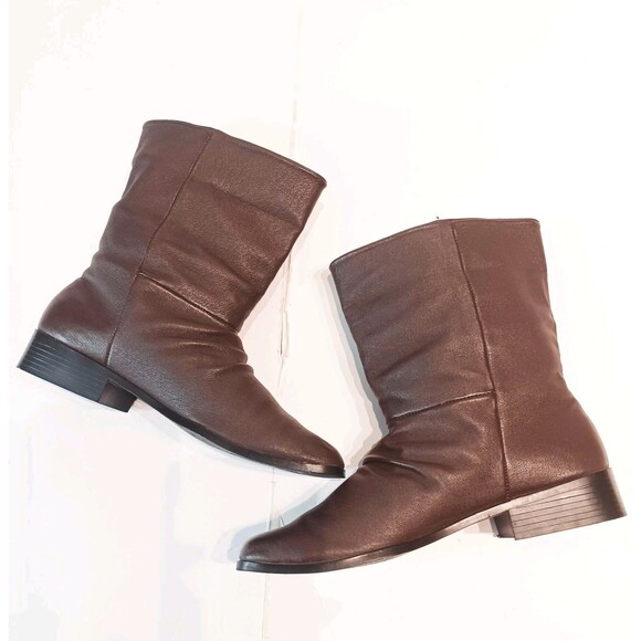 Classique Women's Brown Leather Slouch Short Boots Size 10 Wide - Picture 5 of 9